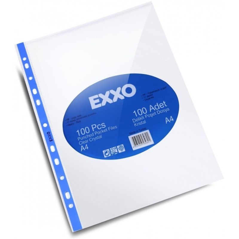 Folie protectie documente A4, Crystal Heavy-Duty, set 100 bucati, Exxo - imagine 3